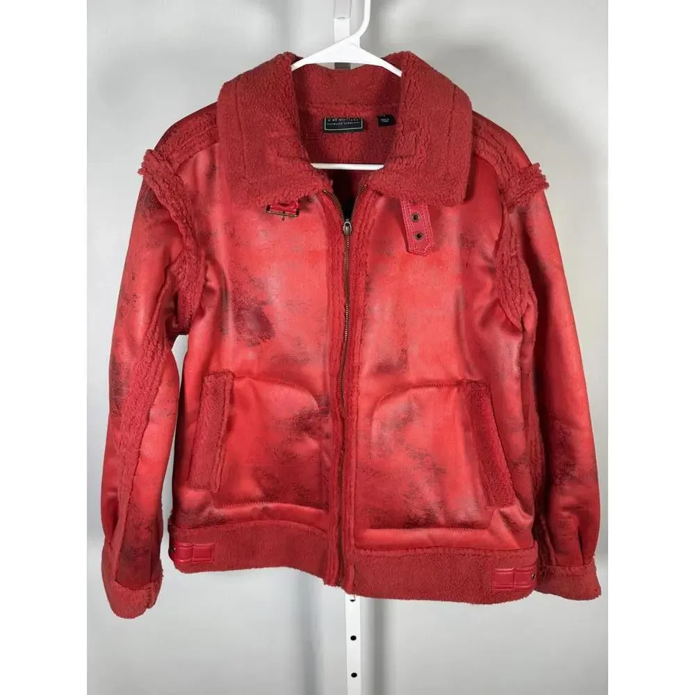 G by Giuliana Women's Faux Suede Shearling ZipFront Coat Scarlet Red Size Small